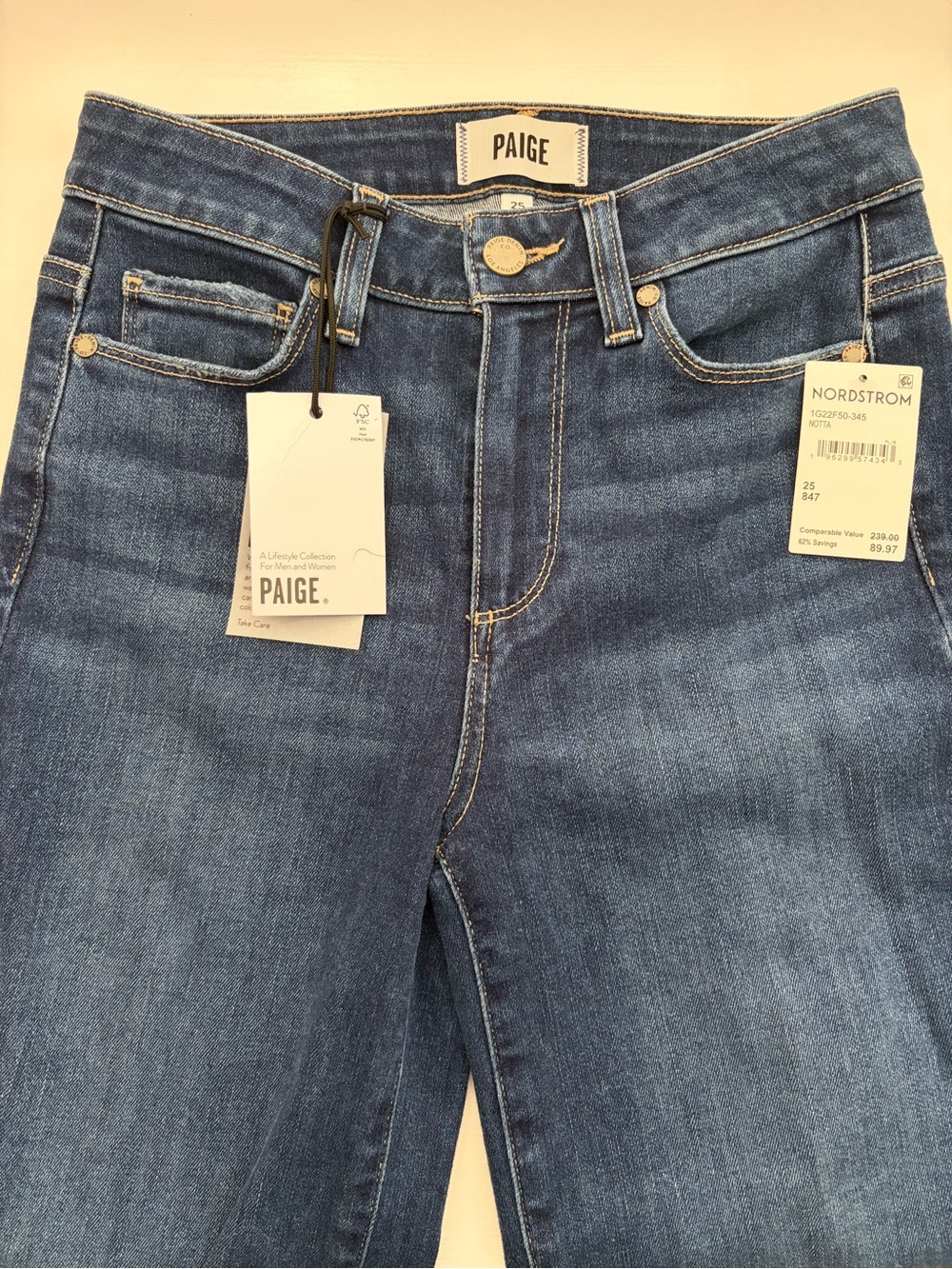 PAIGE Dark Blue Women's Straight Leg Ankle Jeans
